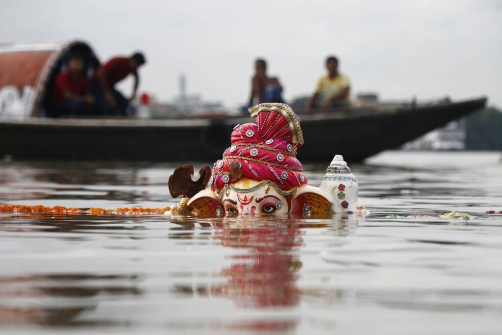 Eco friendly Ganesha idol visarjan